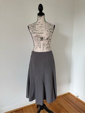 Grey pinstripe midi skirt